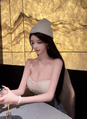 显身材女人味褶皱带胸垫抹胸背心