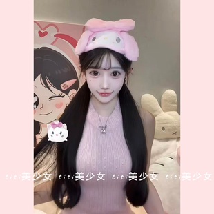 打底上衣 纯欲风水粉色软糯舒服羊毛针织半高领修身 TiTi美少女