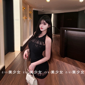 纯欲御姐性感显身材镂空紧身挂脖修身 TiTi美少女 连衣裙短裙