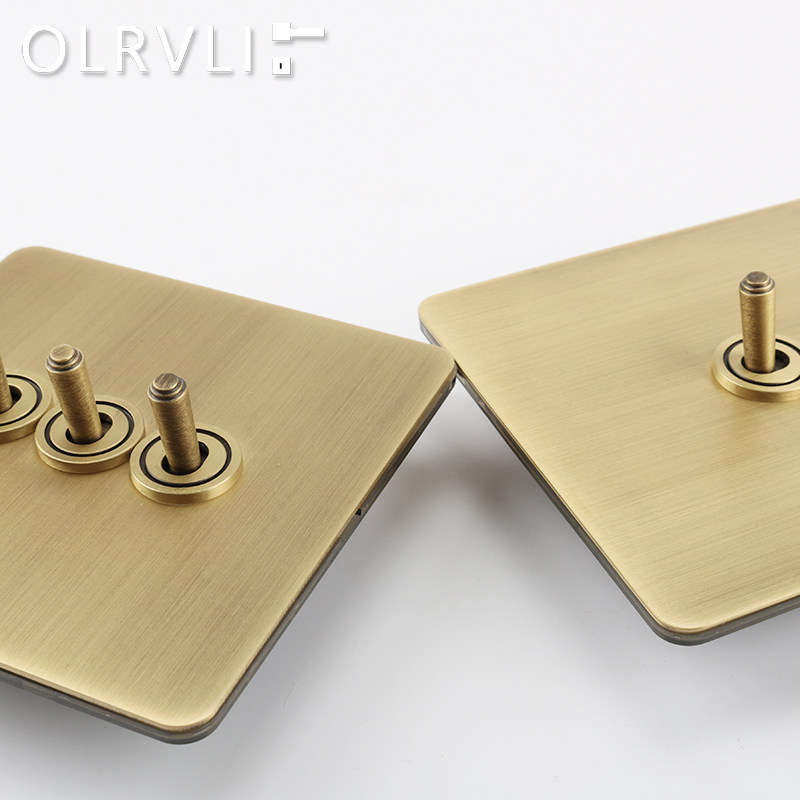 黄铜复古拨杆开关民宿酒店古铜色86型开关插座轻奢单控双控通用