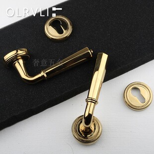 意大利北欧黄铜门锁室内卧室房门锁实木分体门锁简约金色静音门锁