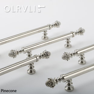 olrvli黄铜镍银色复古橱柜门拉手法式轻奢衣柜门把手新古典小拉手