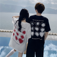 Real price ~ letter love t-shirt female summer half sleeve design loose bottomed shirt round neck top