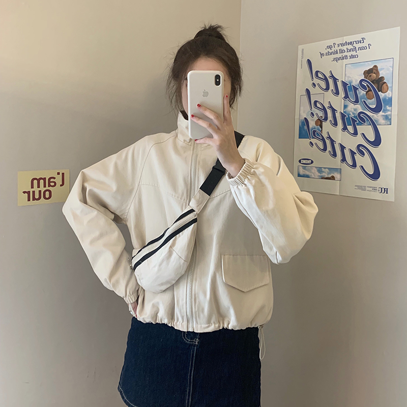 Real shooting, real price, Hong Kong style casual jacket, 5-color ribbon bag, 2-piece cotton jacket