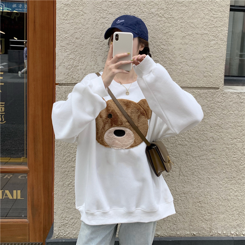 Control 3 real price ~ Korean Plush cute plush bear sweater loose, foreign style and lazy top