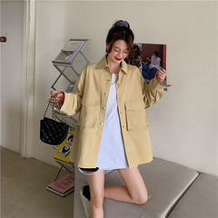 Real shot real price ~ design sense Korean top versatile shirt wash cotton coat