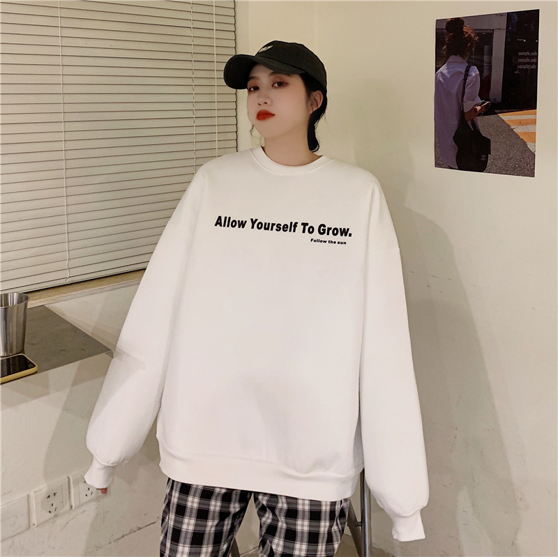 Real shot real price ~ chic fashion top women show thin and versatile letters simple Plush sweater