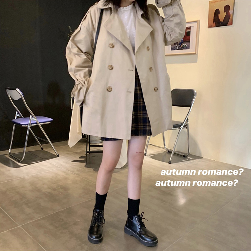 Real shot real price ~ Korean version ins coat women loose retro chic mid long early autumn windbreaker women