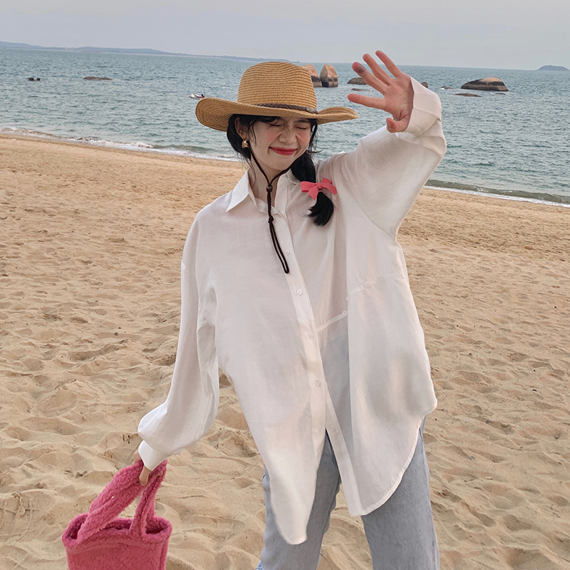 Real price ~ summer chic loose irregular design shirt women's personalized button shirt