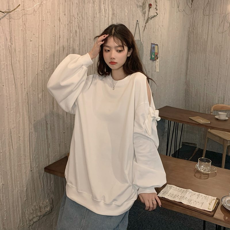 Real price ~ autumn new ins lazy sweater loose butterfly dew shoulder long sleeve