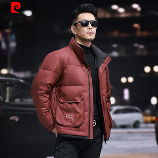 皮尔卡丹羽绒服男款2025新款冬季加厚短款立领休闲爸爸装男士外套