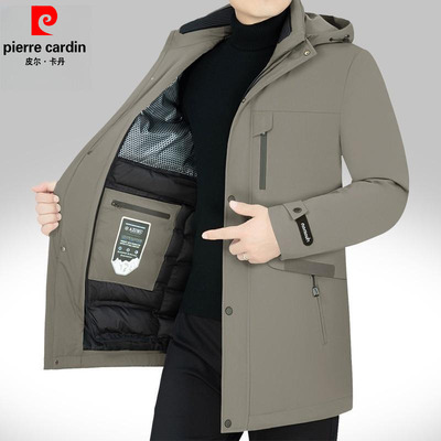 皮尔卡丹冬季羽绒服中长款鹅绒服