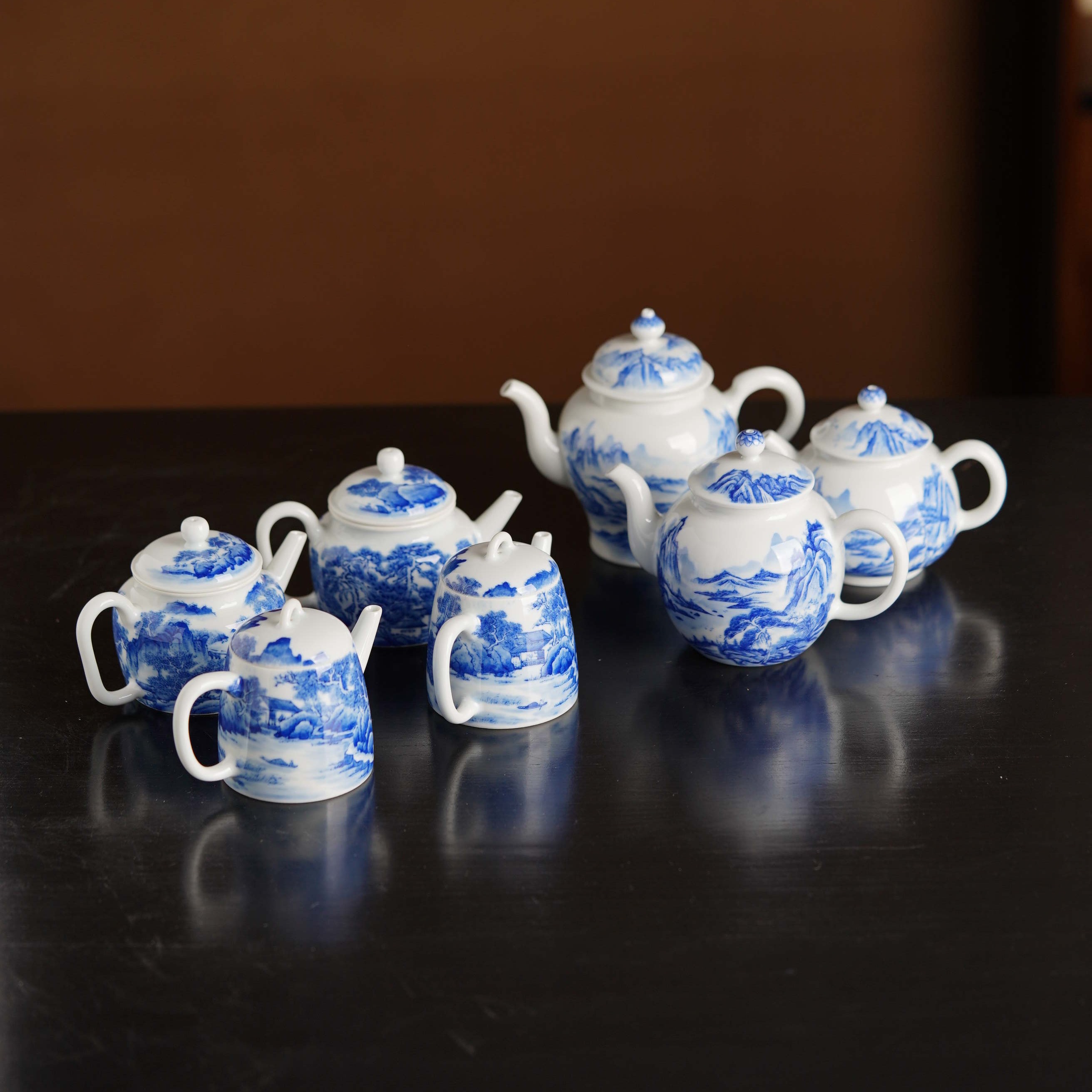 观山见物 仿清青花山水茶壶 茶桌百搭画片细腻优雅胎体油润纯手工