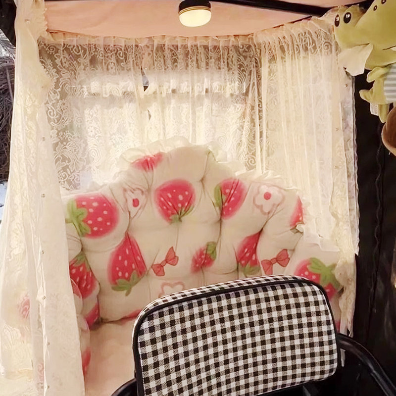 公主风电动三轮车改造神器后座靠背垫奶油可爱防漏防掉落防风保暖,居家布艺,椅垫,淘宝优惠券,粉丝福利购,淘宝优惠卷