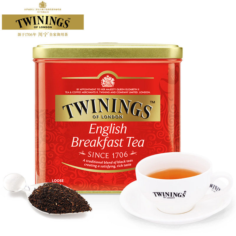 川宁Twinings英式早餐红茶100g罐装进口茶叶饮品下午茶散装茶送礼