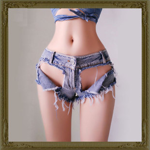 破洞牛仔短裤女超短酒吧辣妹性感露臀毛边热裤超短裤
