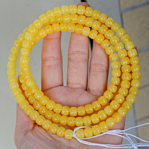 正品天然俄料黄蜜蜡108佛珠