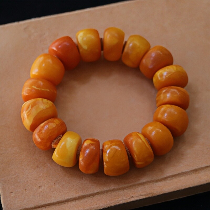 正品天然俄料满蜡红花蜡老蜜蜡20mm老型手串男款文玩收藏珠宝饰品