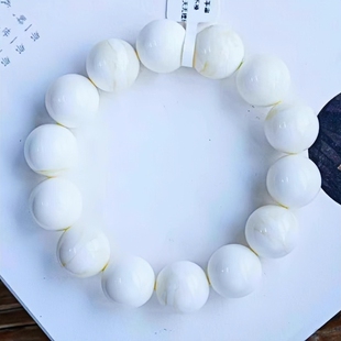 正品 手链文玩珠宝饰品 天然俄料蜜蜡高品质瓷白蜡15mm圆珠手串男款