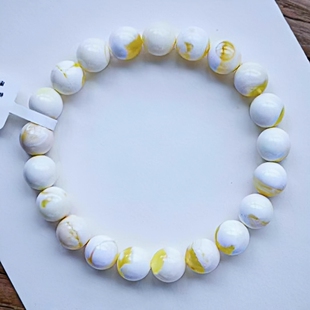 正品 天然俄料蜜蜡精品瓷白花9.7mm圆珠手串文玩收藏工艺珠宝饰品