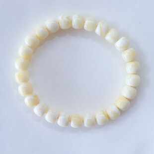 正品 文玩收藏珠宝饰品 天然俄料高品质白蜡蜜蜡8.6mm老型手链女款