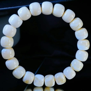 正品 文玩收藏珠宝饰品 天然俄料蜜蜡高品质瓷漆白10mm老型手串女款