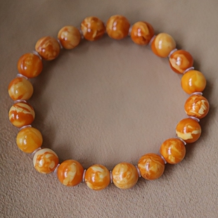 正品 天然俄料蜜蜡高品质满蜡老花蜡9mm圆珠手串文玩收藏珠宝饰品