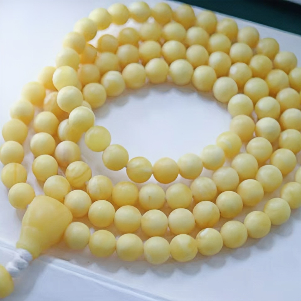 正品天然俄料精品小年份老蜡蜜蜡9.5mm圆珠108念珠文玩珠宝饰品
