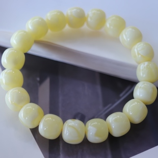 正品 天然俄料蜜蜡高品质白花蜡12.8mm老型手串文玩收藏珠宝饰品