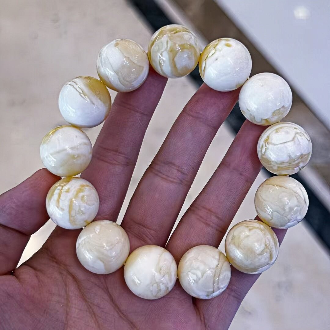 正品天然俄料精品白花蜡蜜蜡18mm圆珠大手串男款文玩收藏珠宝饰品