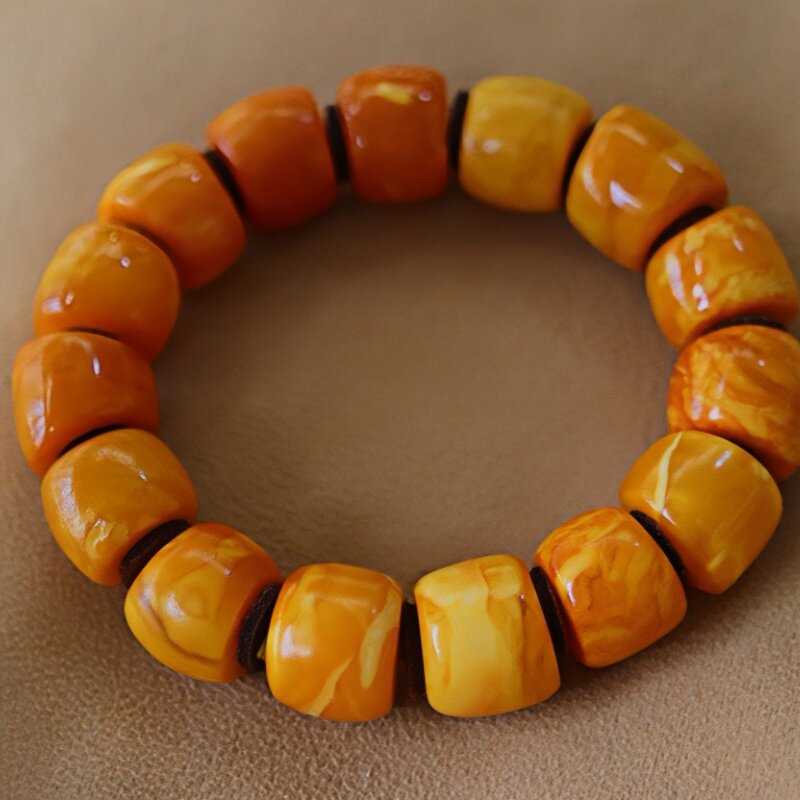 正品天然俄料精品老花蜡蜜蜡17mm马蹄珠手串男款文玩收藏珠宝饰品