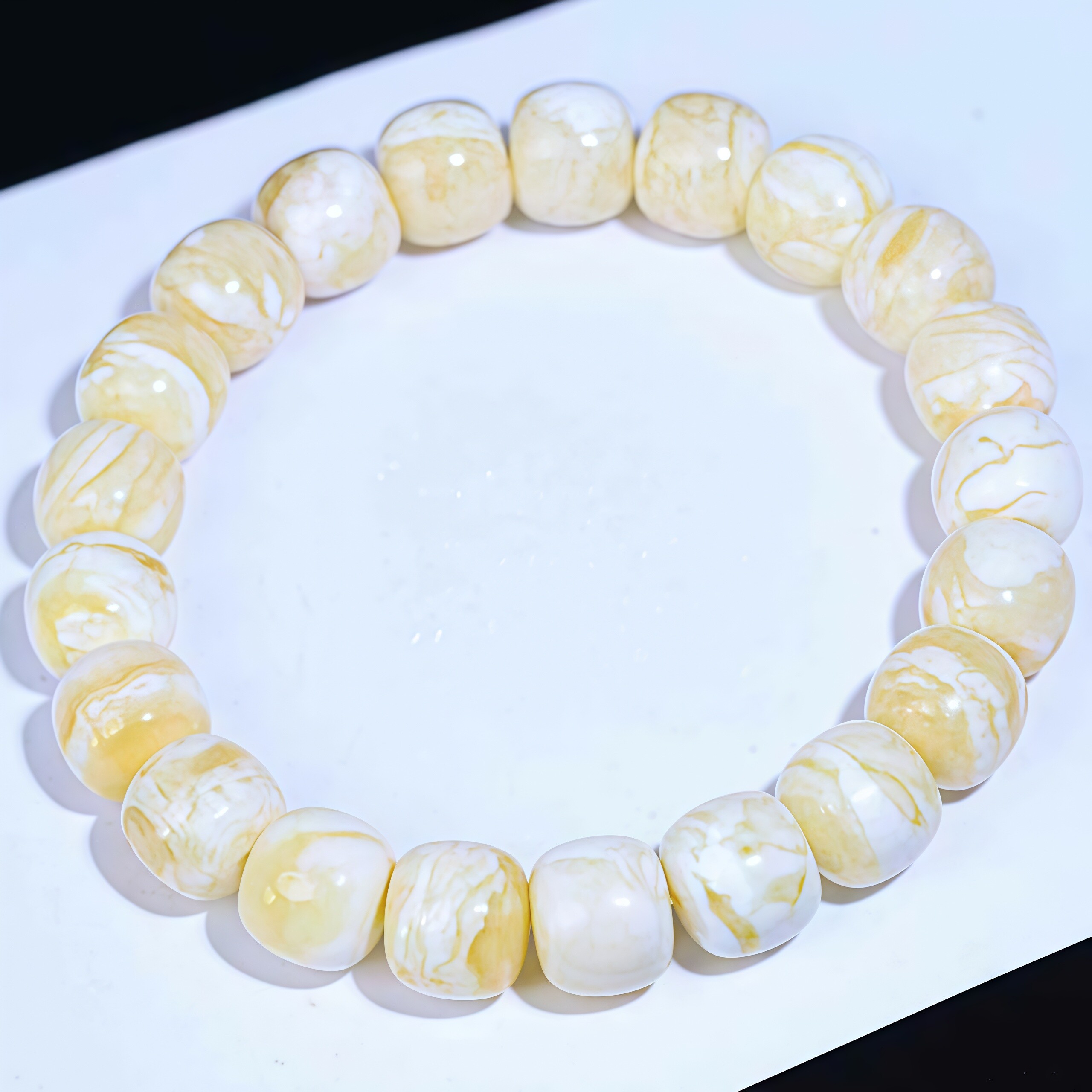 正品天然俄料蜜蜡手串10mm瓷白妖花老型珠手链文玩收藏珠宝饰品