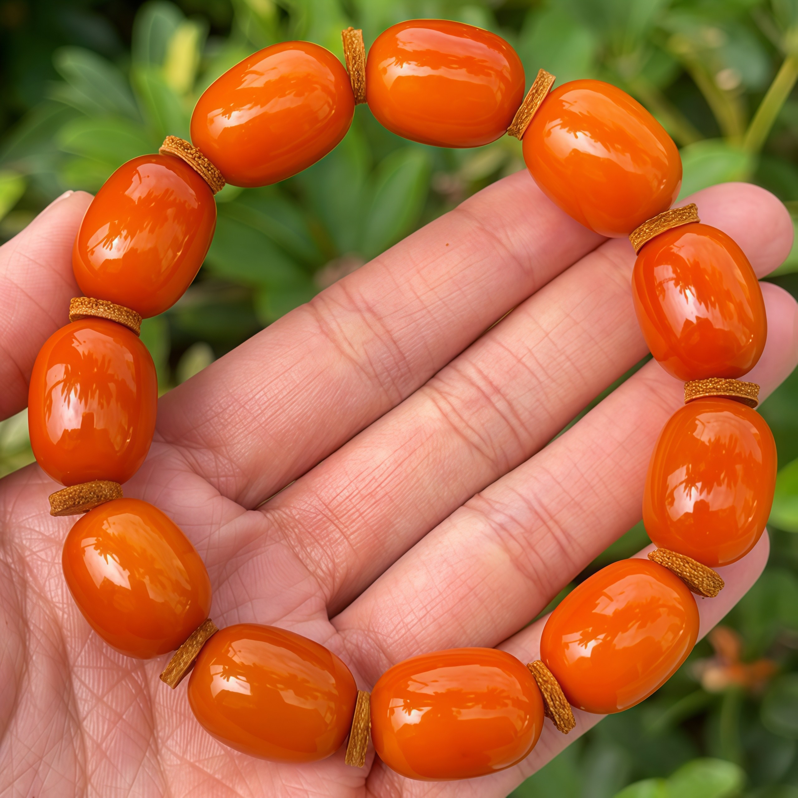 正品天然红皮老蜜蜡枣珠手串橘皮红男女款文玩收藏孤品珠宝饰品