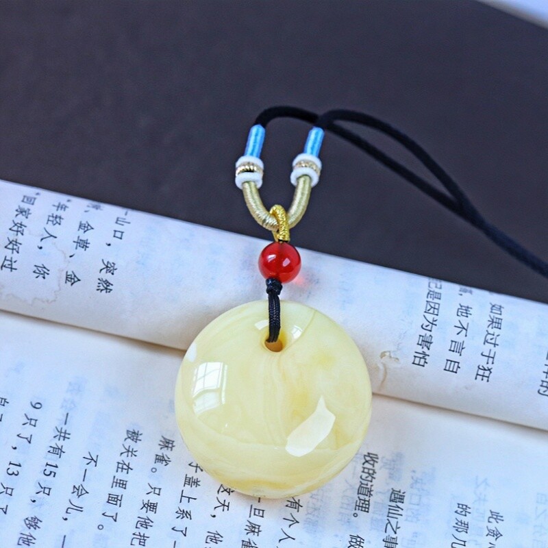 正品天然乌料焦皮料白花蜡蜜蜡 公主扣 吊坠女款文玩时尚珠宝饰品