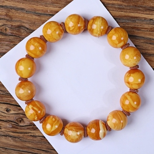 正品 天然俄料蜜蜡高品质老花蜡12mm圆珠手串手链文玩收藏珠宝饰品