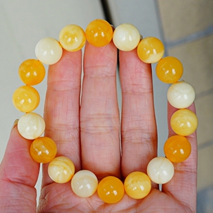 正品 文玩珠宝饰品 天然俄料原矿焦皮料多宝蜜蜡11mm圆珠手链男女款