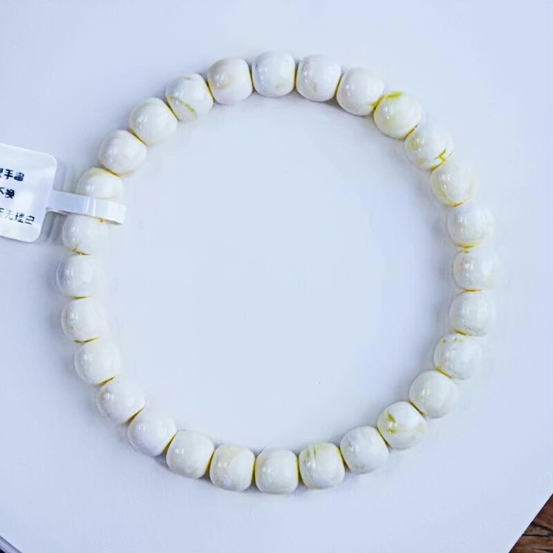 正品天然俄料顶货瓷白蜜蜡8*7.5mm老型手串女款文玩孤品珠宝饰品
