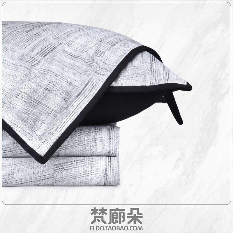 梵廊朵样板间家居软装床上用品四件套床品4件套现代线条肌理黑白