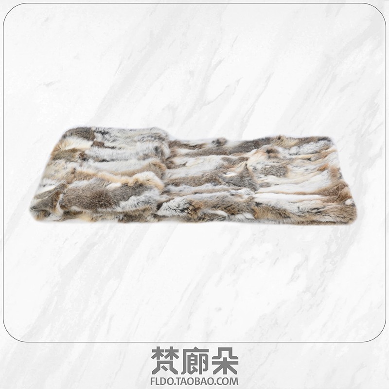 梵廊朵样板间家居软装盖毯床尾搭巾床旗咖色毛皮皮草热卖盖毯现代