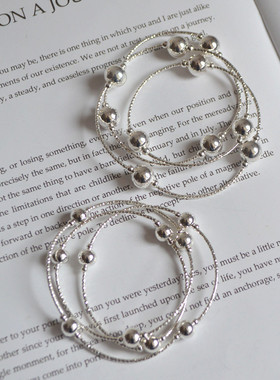 纯银多圈银手镯女高级感手链