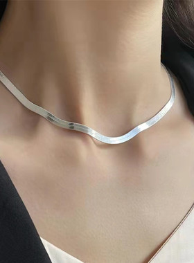 纯银蛇骨链项链女锁骨链轻奢