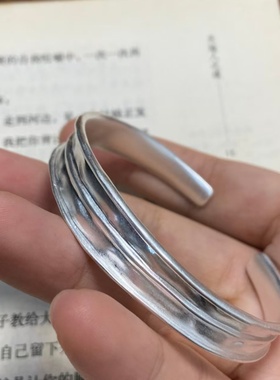 宽版开口手镯纯银时尚女