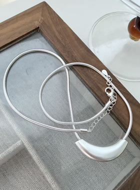 S925纯银蛇骨项链女重工冷淡风