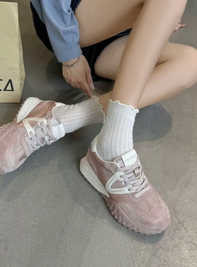 春达女鞋2025秋季新款厚底内增高防滑耐磨橡胶舒适德训鞋87209