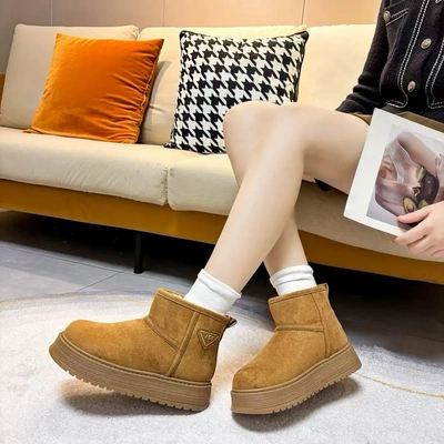 春达女鞋2025冬季新款加棉保暖厚底休闲百搭大棉舒适雪地靴1069