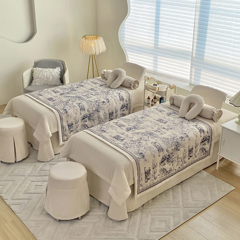 美容床罩四件套灰色美容院美容床轻奢纯色按摩床品
