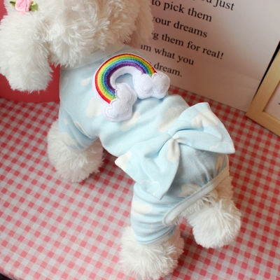 宠物比熊小型犬泰迪狗狗衣服春夏装春装薄款四脚衣纯棉睡衣家居服