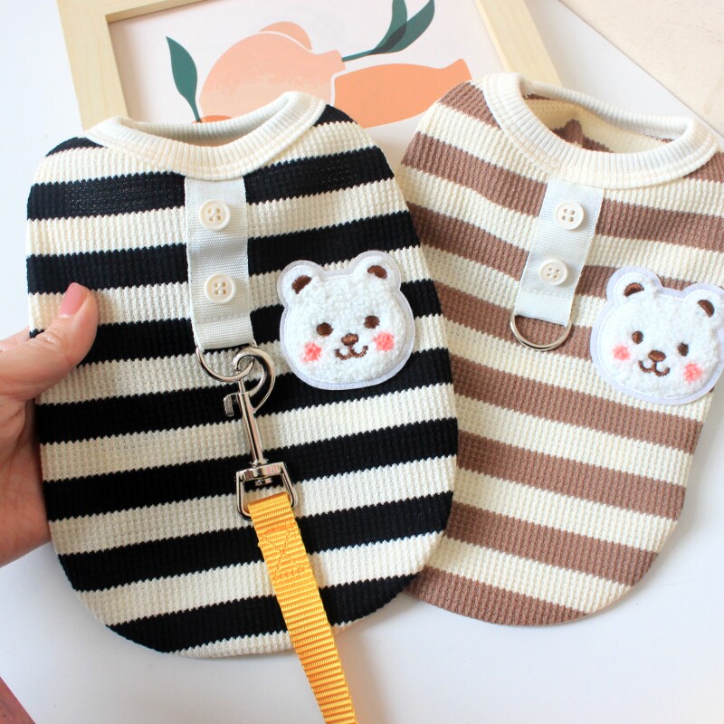 宠物猫咪小狗狗衣服牵引绳春夏装吉娃娃鹿犬幼犬博美比熊泰迪夏季