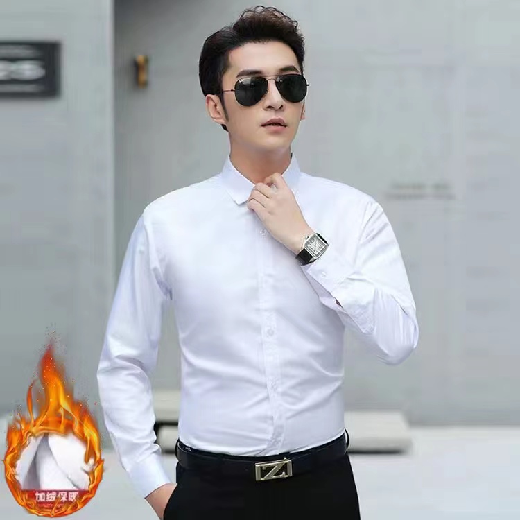 其他方领长袖商务休闲加绒四色