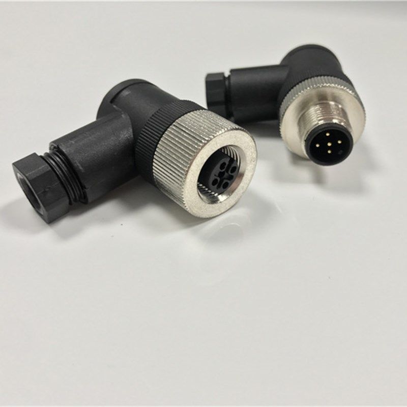 m12航空插头圆形防水连接器公直弯传感器螺丝压接458芯母头ip67线